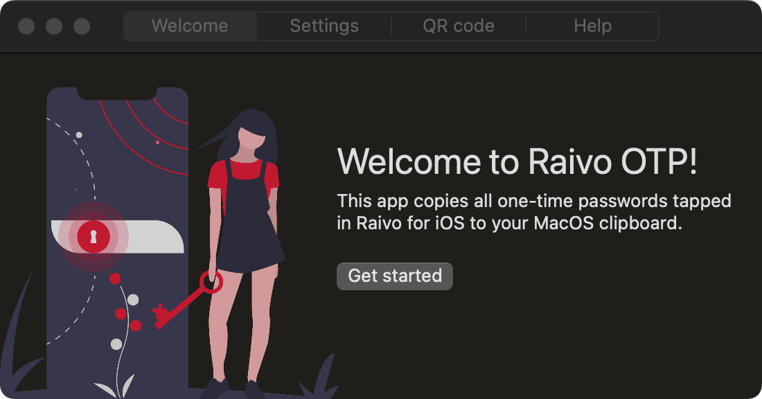 Screenshot of Raivo OTP for MacOS